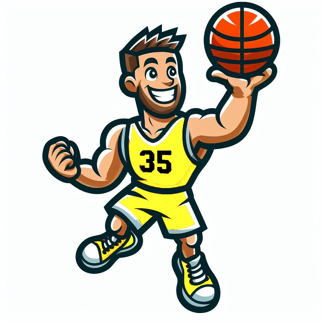 Cartoon Basketball Player Yellow Logo